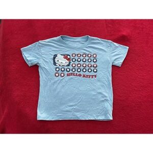 Hello Kitty Graphic T-Shirt Kids 4T 4th of July Excellent Floral Flag Sanrio Tee